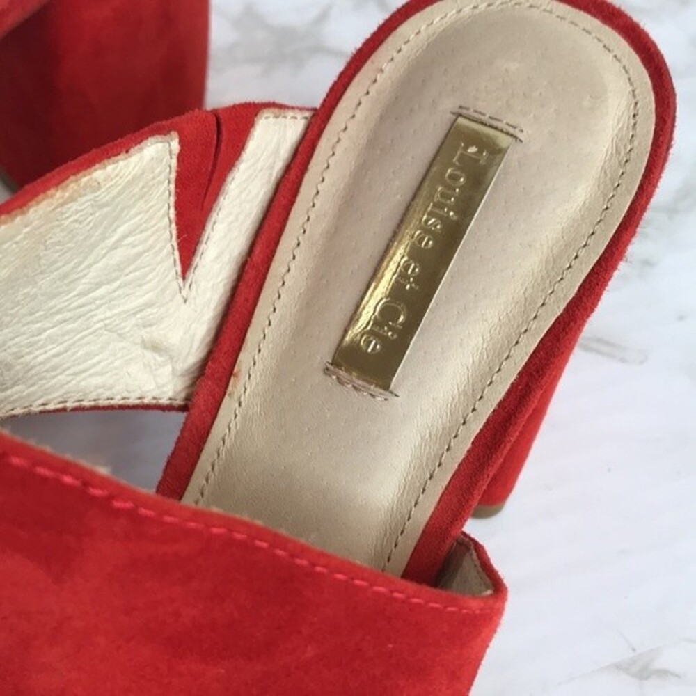 Louise et cie red orange suede strappy block heels  shoes size 8.5m - Picture 3 of 11